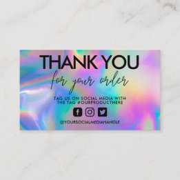 Holographic Calligraphy Thank You Business Card