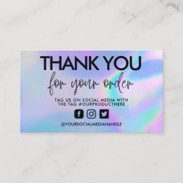 Holographic Calligraphy Thank You Business Card