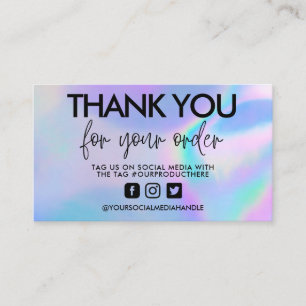 Holographic Calligraphy Thank You Business Card