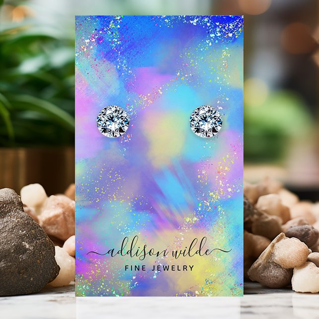 Holographic Chic Opal Iridescent Earring Display Business Card (Creator Uploaded)