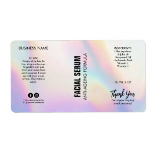 Holographic Coloured Dropper Bottle Labels