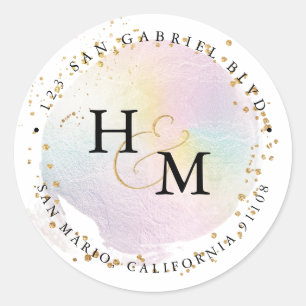 Holographic Colours Gold Script Ampersand Classic Round Sticker