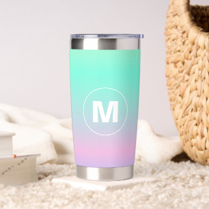 Holographic Colours Ombre Gradient Monogram  Insulated Tumbler