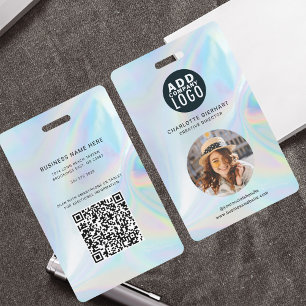 Holographic Company Logo QR Code Employee Photo ID Badge