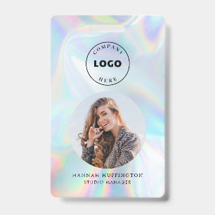 Holographic Company QR Code Logo Employee Photo ID Badge