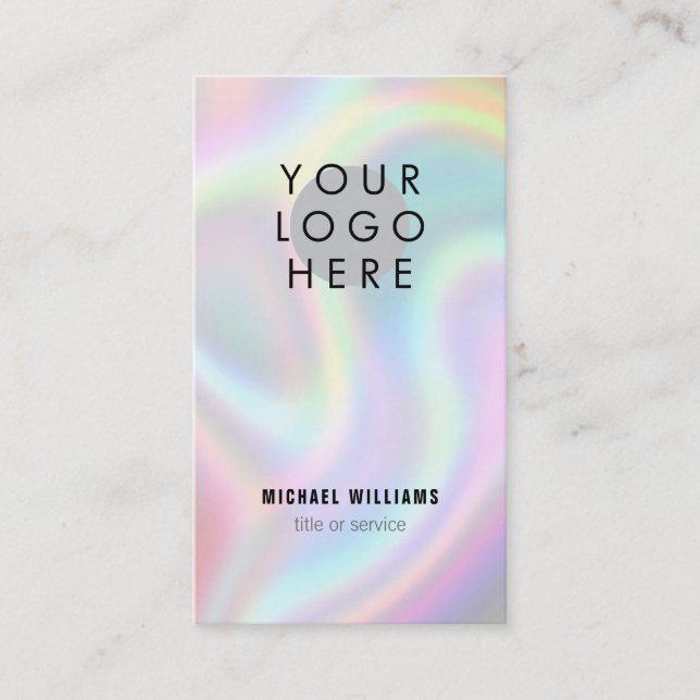 Holographic Cool Minimalistic modern Your Logo Business Card (Front)