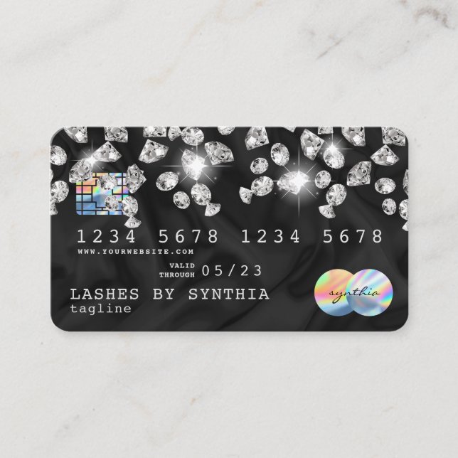 Holographic Credit Card Styled Dripping Diamonds (Front)