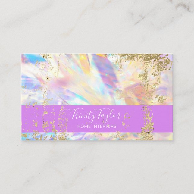 Holographic Crystal Prism & Gold Foil  Business Card (Front)