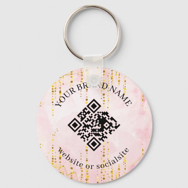 Holographic Custom Business QR Code Keychains (Front)