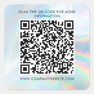 Holographic Custom Business QR Code Marketing Square Sticker