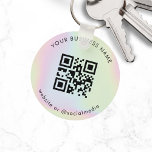 Holographic Custom Business Qr Code Scan Keychain<br><div class="desc">Promote your business with this simple keychain,  featuring custom QR code & text. Easily add your QR Code and other details by clicking on the "personalise" option.</div>