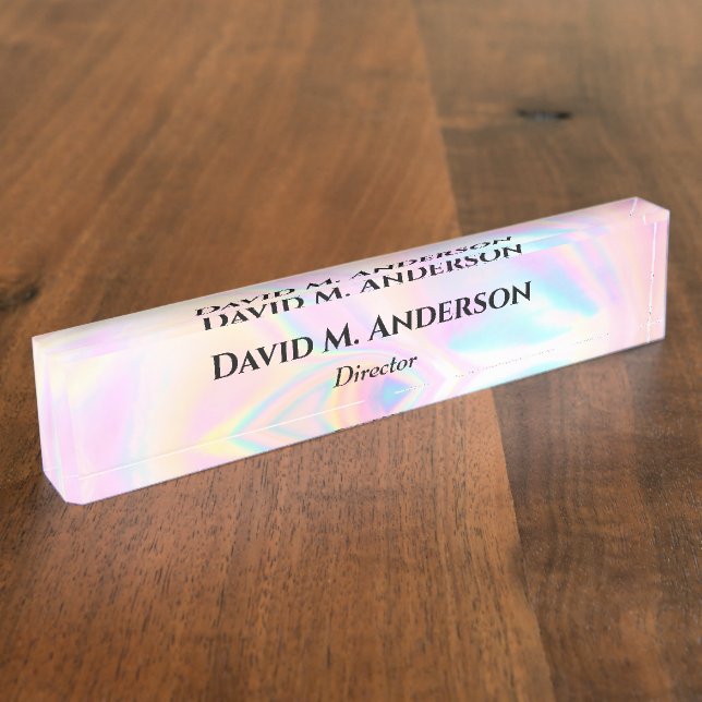 Holographic Custom Desk Nameplate (Side)