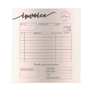 Holographic Custom Logo Bakery Invoice  Notepad