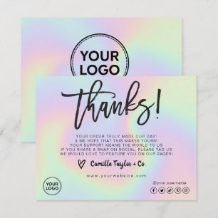 Holographic Custom Logo Package Insert & Customer Thank You Card