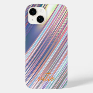 Holographic Cute Striped Girly Case-Mate iPhone 14 Case