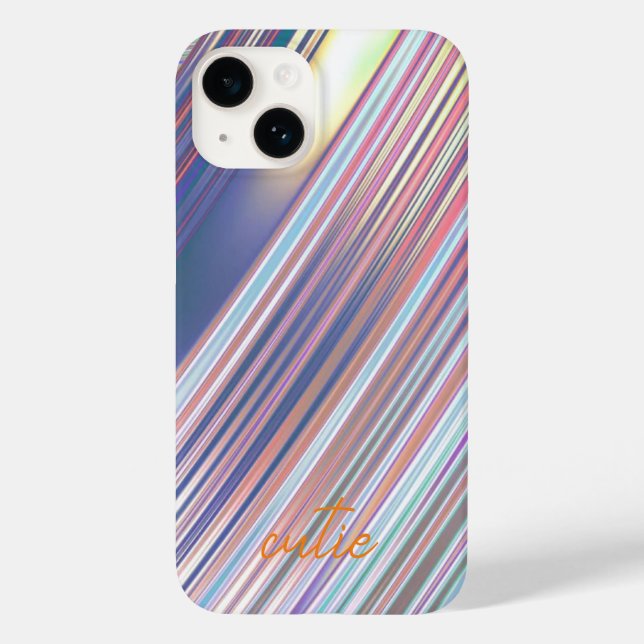 Holographic Cute Striped Girly Case-Mate iPhone Case (Back)