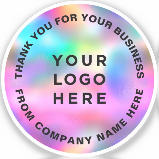 Holographic Cute Thank You Business Logo Vinyl (Front)
