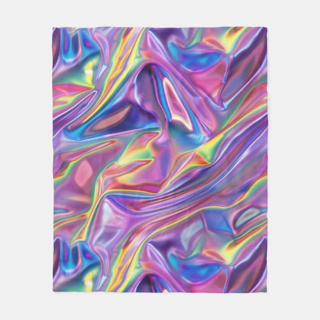 Holographic Design Futuristic and Shimmering Art Fleece Blanket (Front)