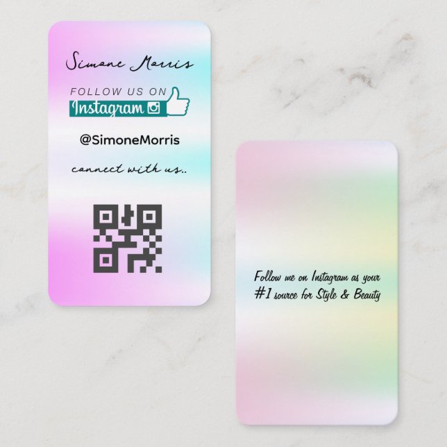 Holographic Design -Social Media QR Code Business Business Card (Front/Back)
