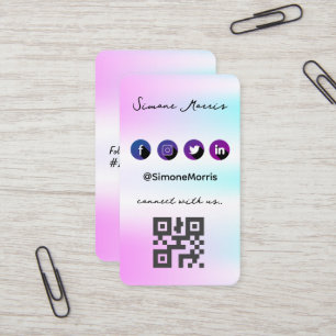 Holographic Design-Social Media QR Code Business Card