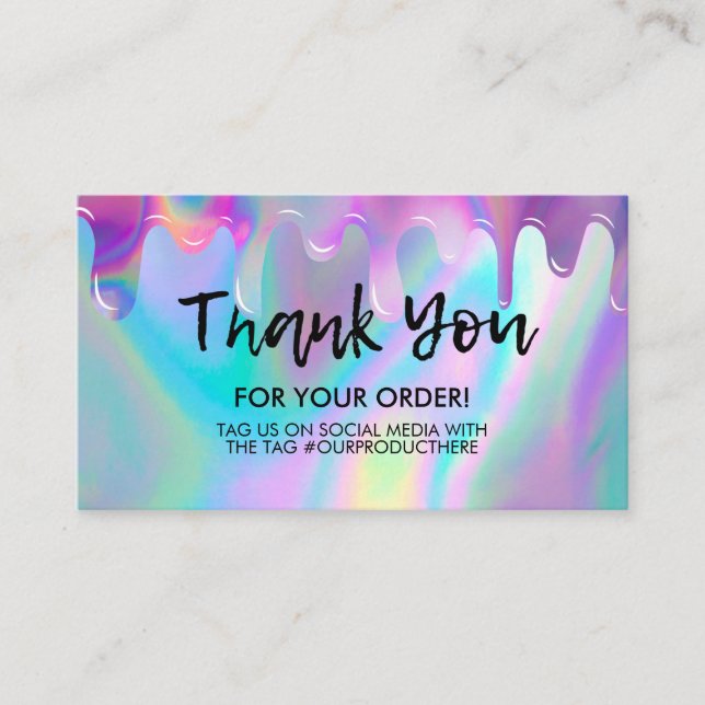 Holographic Drip Salon Thank You Business Card (Front)