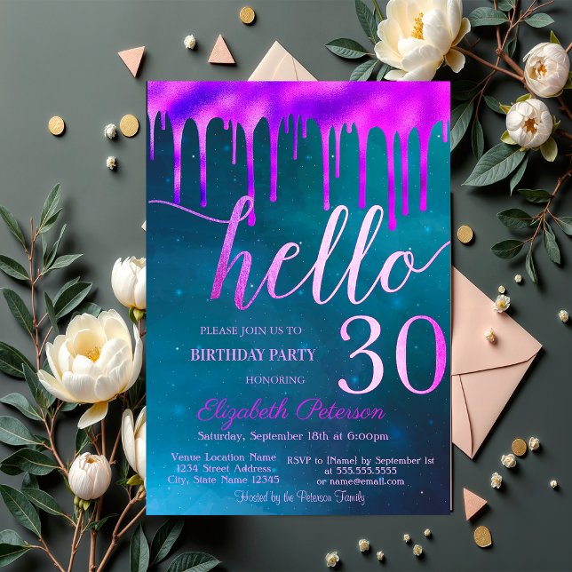 Holographic Drips 30th Birthday Party  Invitation (Creator Uploaded)