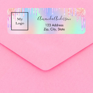 Holographic drips business return address label