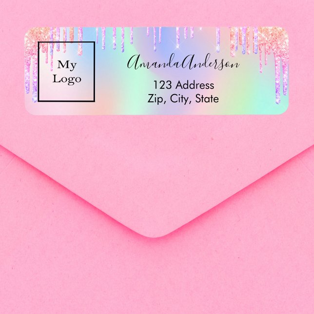 Holographic drips business return address label (Creator Uploaded)