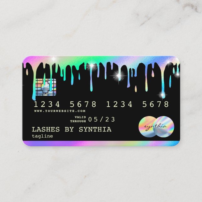 Holographic  Drips Modern Credit Card (Front)