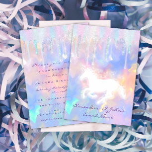 Holographic Drips Unicorn Party Baby Shower Invitation