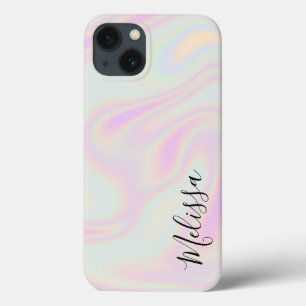 Holographic Elegant Iridescent Rainbow Name iPhone 13 Case