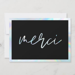 Holographic Elegant Merci Custom Thank You Cards