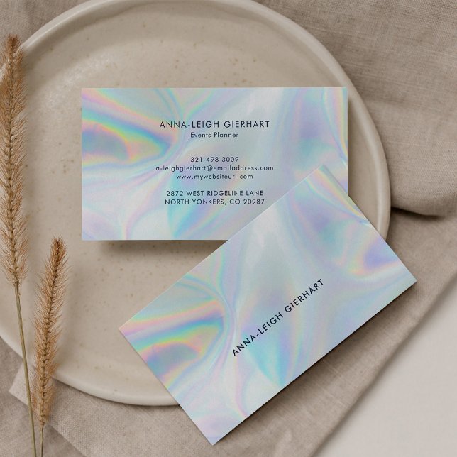 Holographic Elegant Professional Business Card (Minimalist Holographic Typography Business Card)