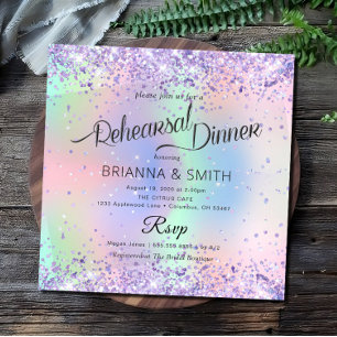 Holographic Elegant Rehearsal Dinner Invitation