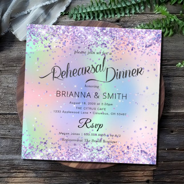Holographic Elegant Rehearsal Dinner Invitation (Creator Uploaded)