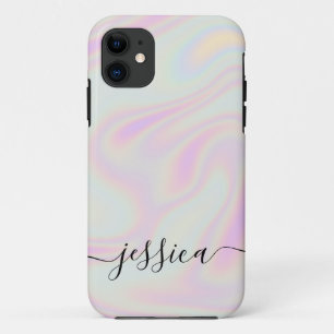 Holographic Elegant Script Name iPhone 11 Case