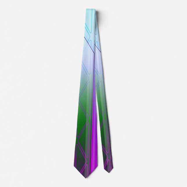 Holographic Elysium Paradise Green Sci-Fi Panel Tie (Front)