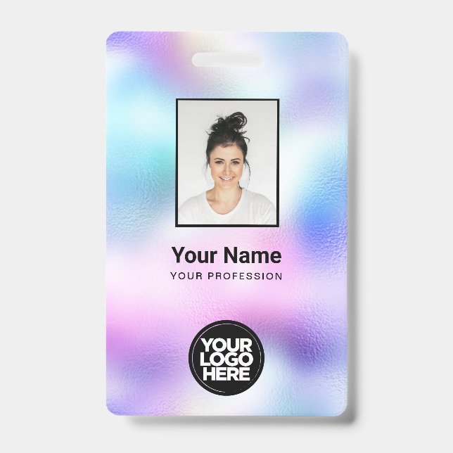 Holographic Employee Photo, Bar Code, Logo, Name ID Badge (Front)