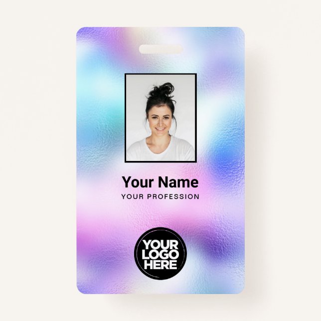 Holographic Employee Photo, Bar Code, Logo, Name ID Badge (Front)