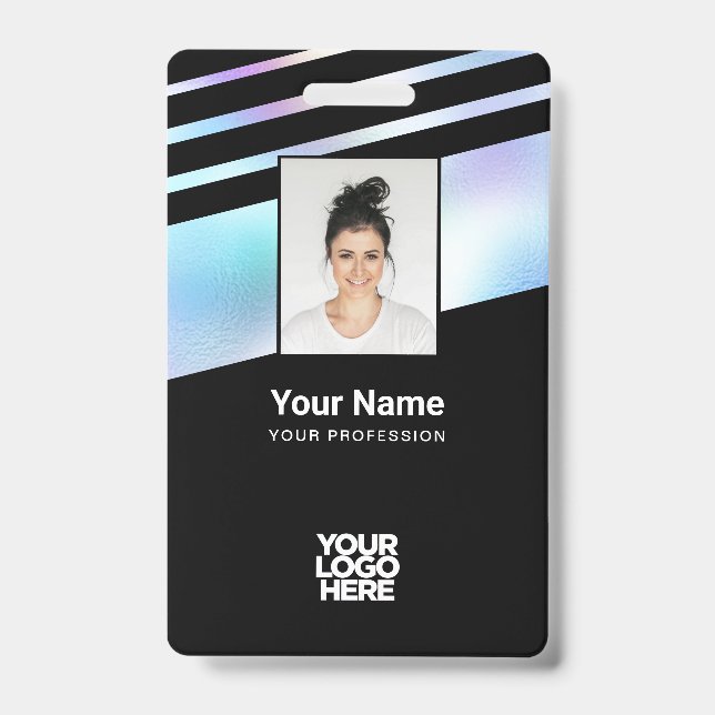 Holographic Employee Photo, Bar Code, Logo, Name ID Badge (Front)