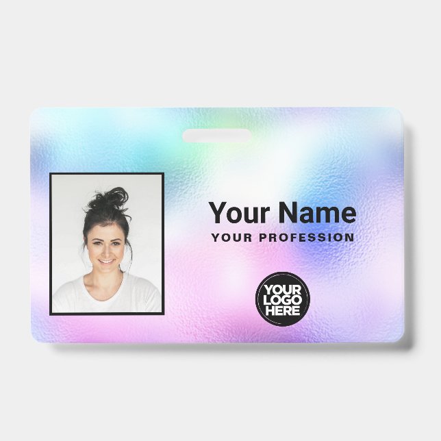 Holographic Employee Photo, Bar Code, Logo, Name ID Badge (Front)