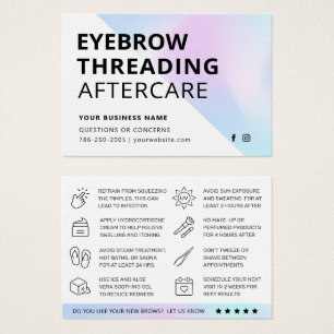 Holographic Eyebrow Threading Aftercare Card