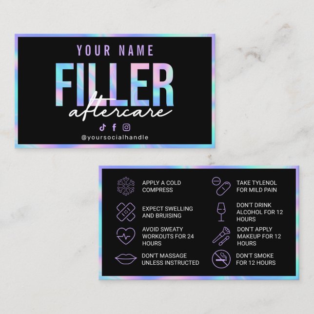 Holographic Filler Aftercare Card (Front/Back)