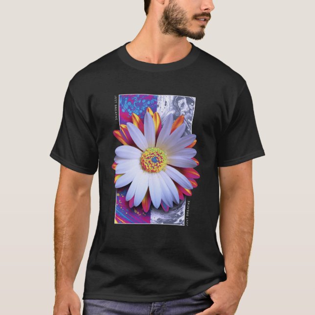 Holographic Flower Just Breathe T-Shirt (Front)