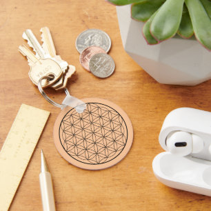 Holographic Flower of Life Sacred Geometry Key Ring