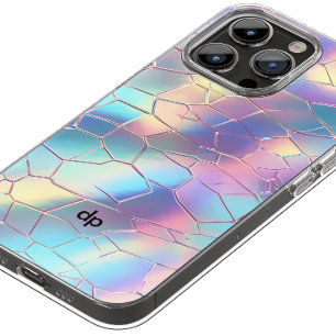 Holographic Foil Background Pattern Monogram iPhone 15 Pro Case