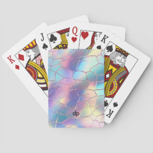 Holographic Foil Background Pattern Monogram Playing Cards