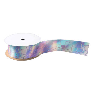 Holographic Foil Background Pattern Monogram Satin Ribbon