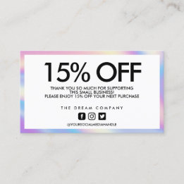Holographic Geometric Discount Thank You Business Card