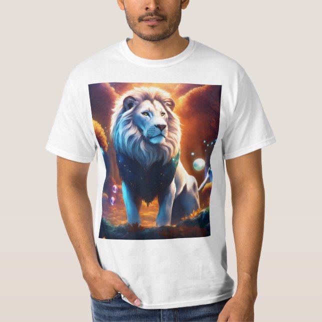 Holographic Geometric Lion T-Shirt: Unleash the Ma T-Shirt (Front)